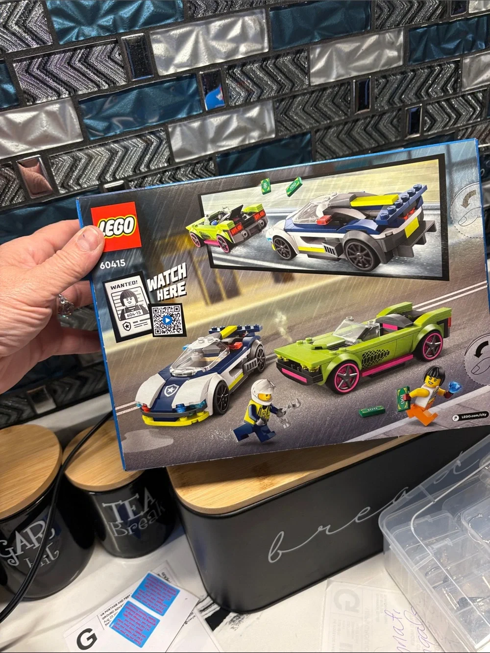 LEGO City Police Car and Lime Green Racer with Pink Wheels